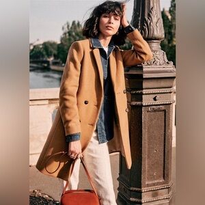 Sezane Tan Double-Breasted Coat